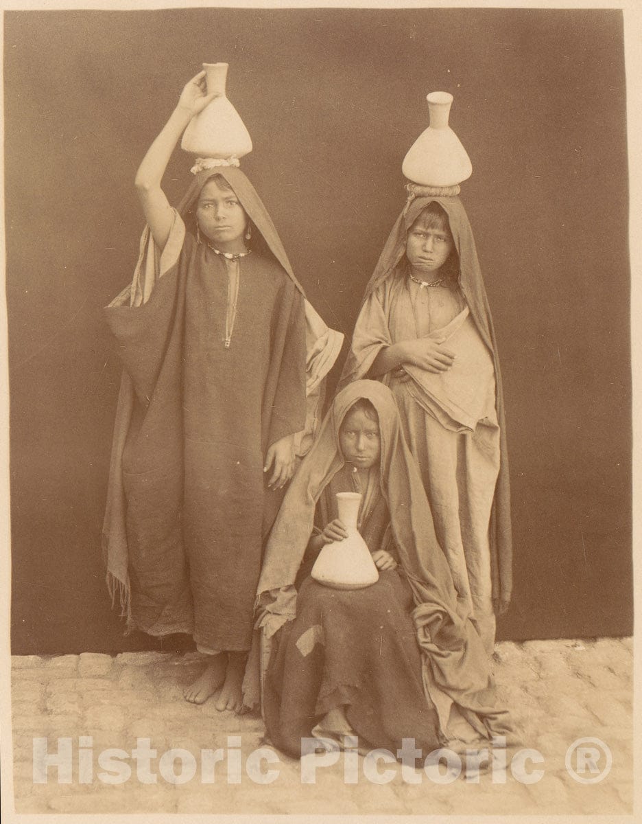 Photo Print : Arab Girls Carrying Water : Vintage Wall Art
