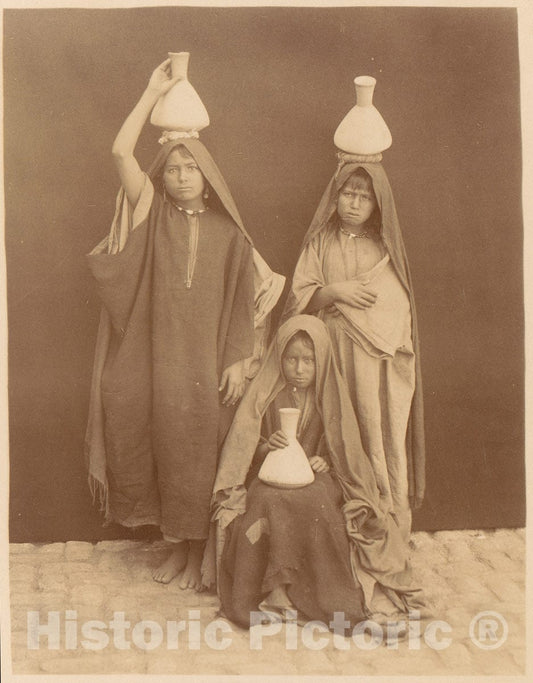 Photo Print : Arab Girls Carrying Water : Vintage Wall Art