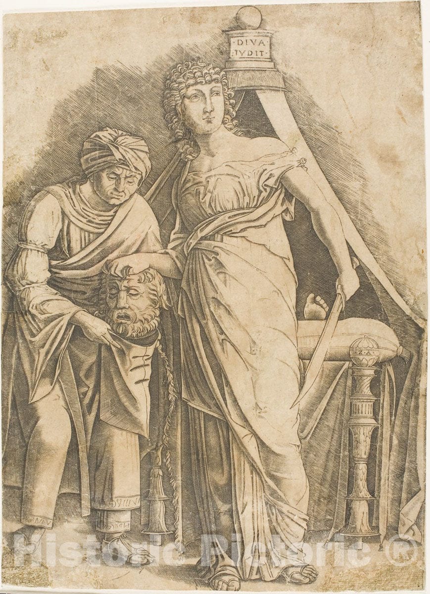 Art Print : Judith with the Head of Holofernes, Giovanni Antonio da Brescia, c.1497, Vintage Wall Decor :