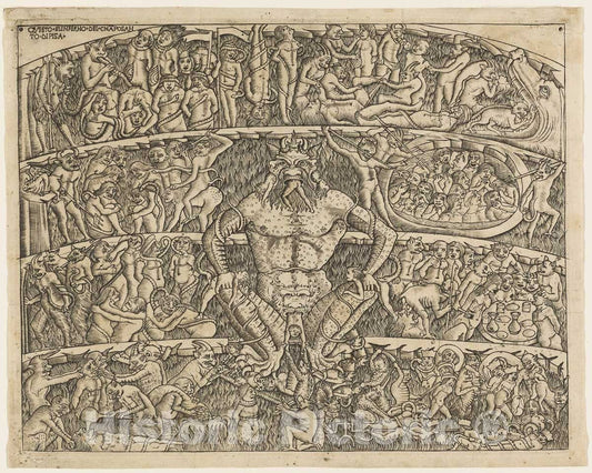 Art Print : The Inferno According to Dante, from the Campo Santo Frescos in Pisa, Baccio Baldini, c.1490, Vintage Wall Decor :