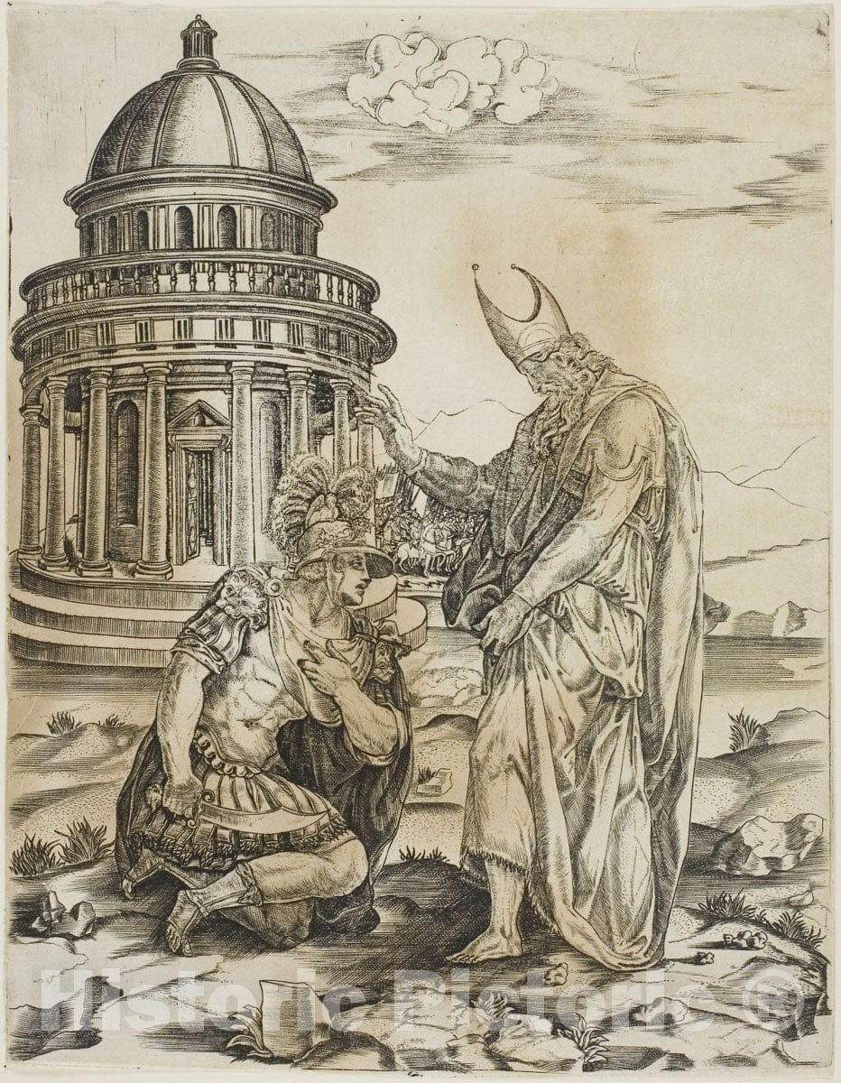 Art Print : St. Ambrose and the Emperer Theodosius, Master IRs, c 1500, Vintage Wall Decor :