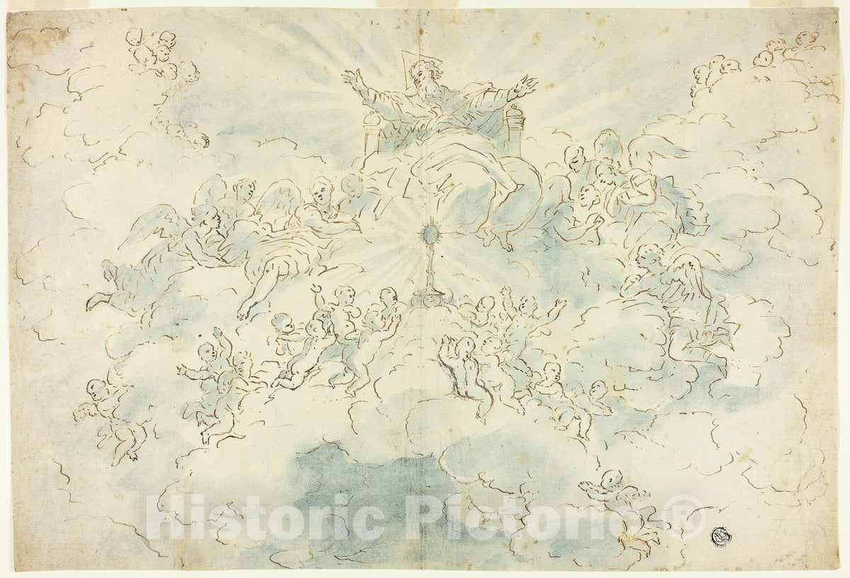 Art Print : Adoration of the Host, Luigi Garzi, c.1729, Vintage Wall Decor :