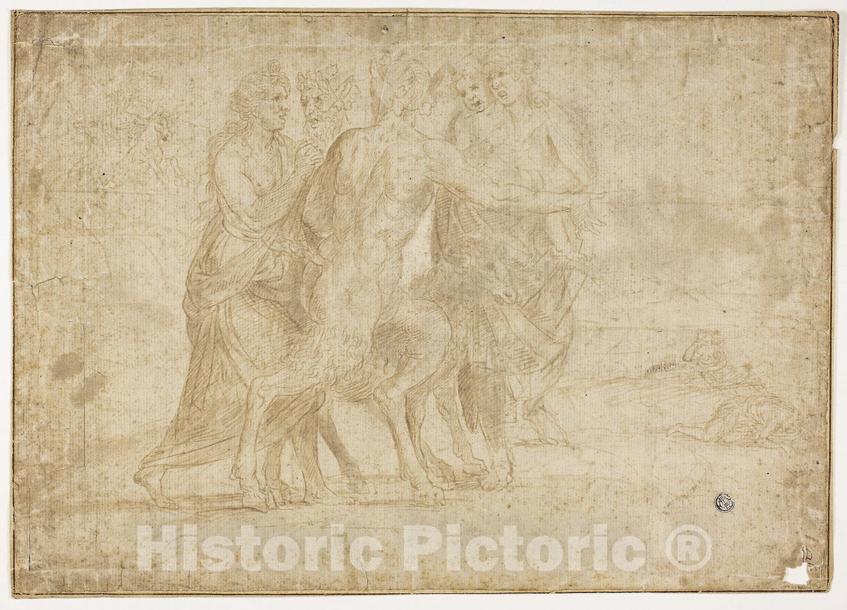 Art Print : Faun and Nymphs, Raymond de Lafage, c.1713, Vintage Wall Decor :
