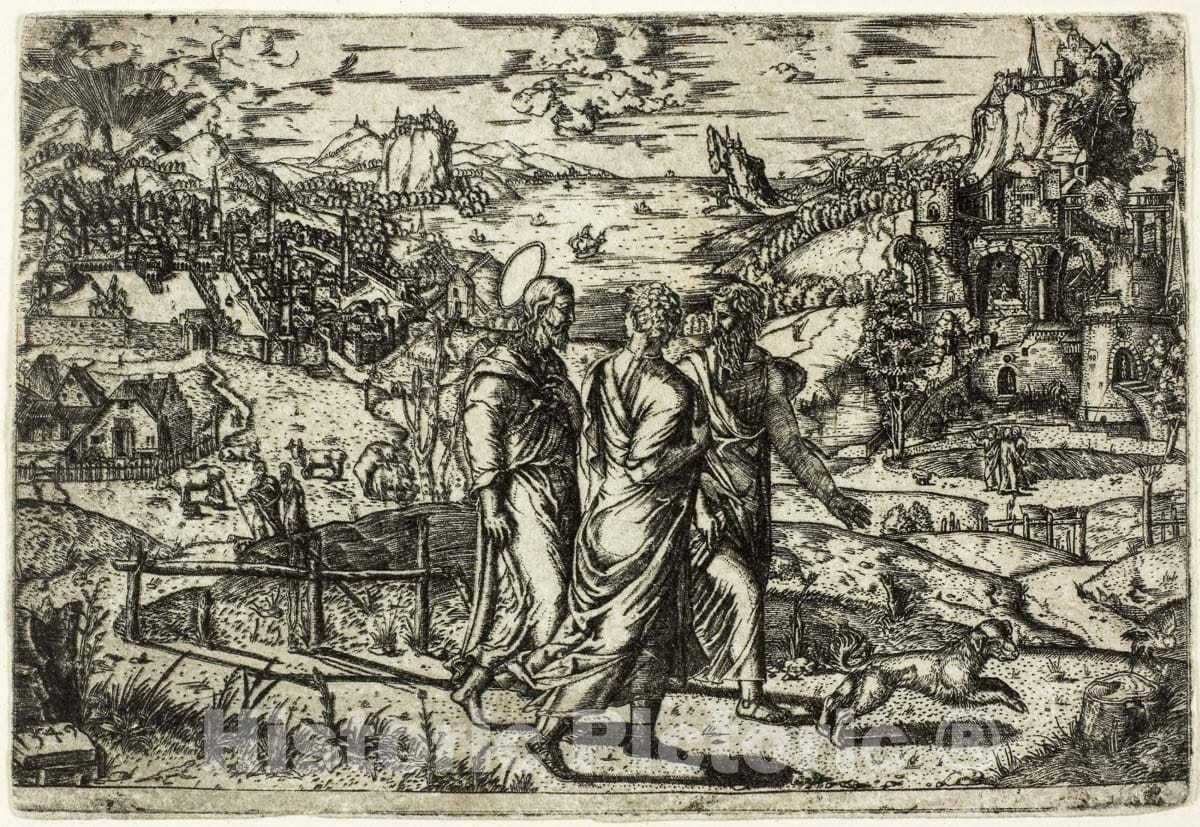 Art Print : Journey to Emmaus, Unknown artist, 1549, Vintage Wall Decor :