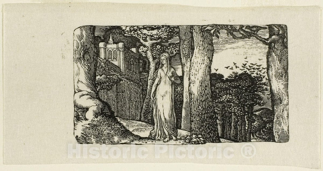 Art Print : The Lady and the Rooks, Edward Calvert, c.1851, Vintage Wall Decor :