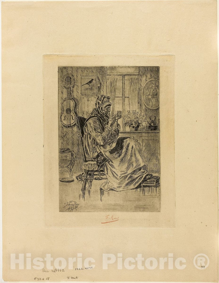 Art Print : Old Woman with a Needle, Felicien Rops, 1876, Vintage Wall Decor :
