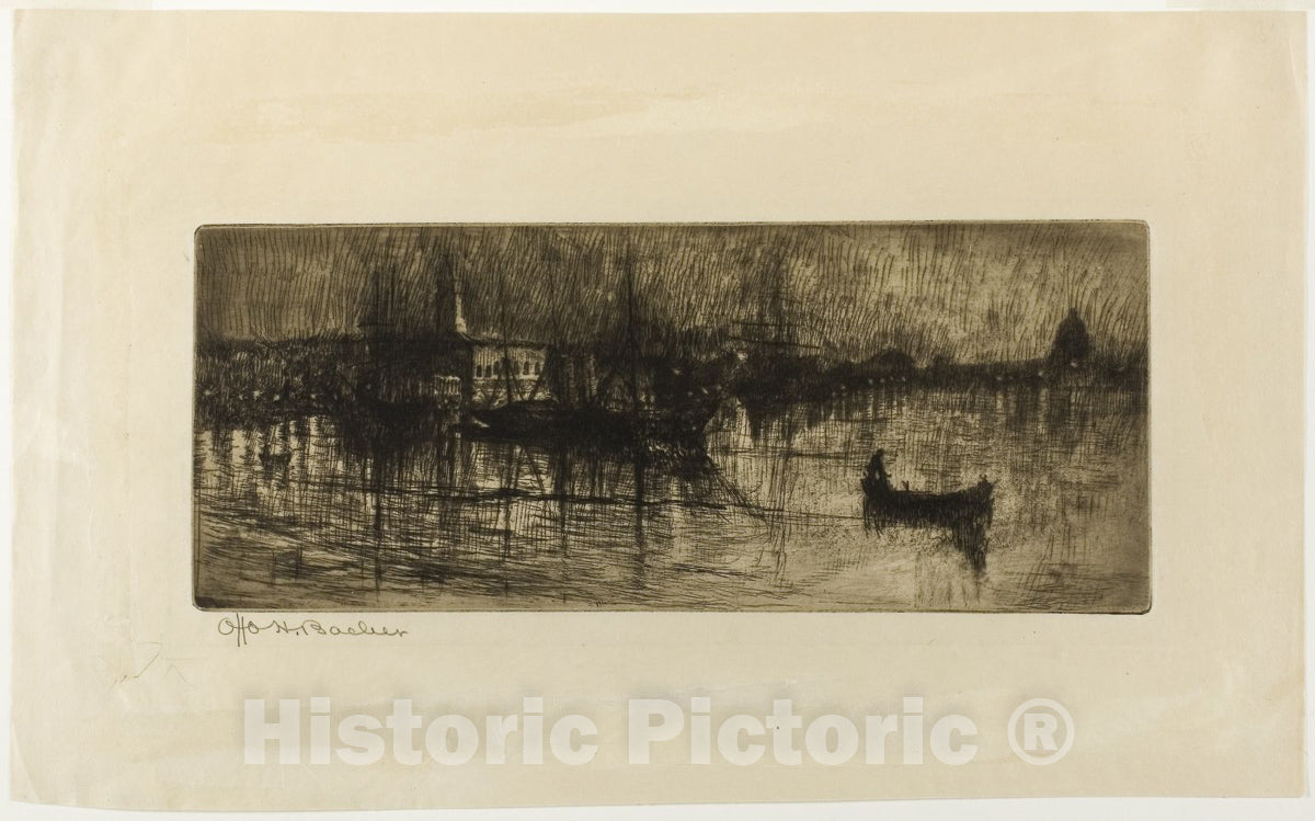 Art Print : Rainy Night, Otto Henry Bacher, c 1880, Vintage Wall Decor :