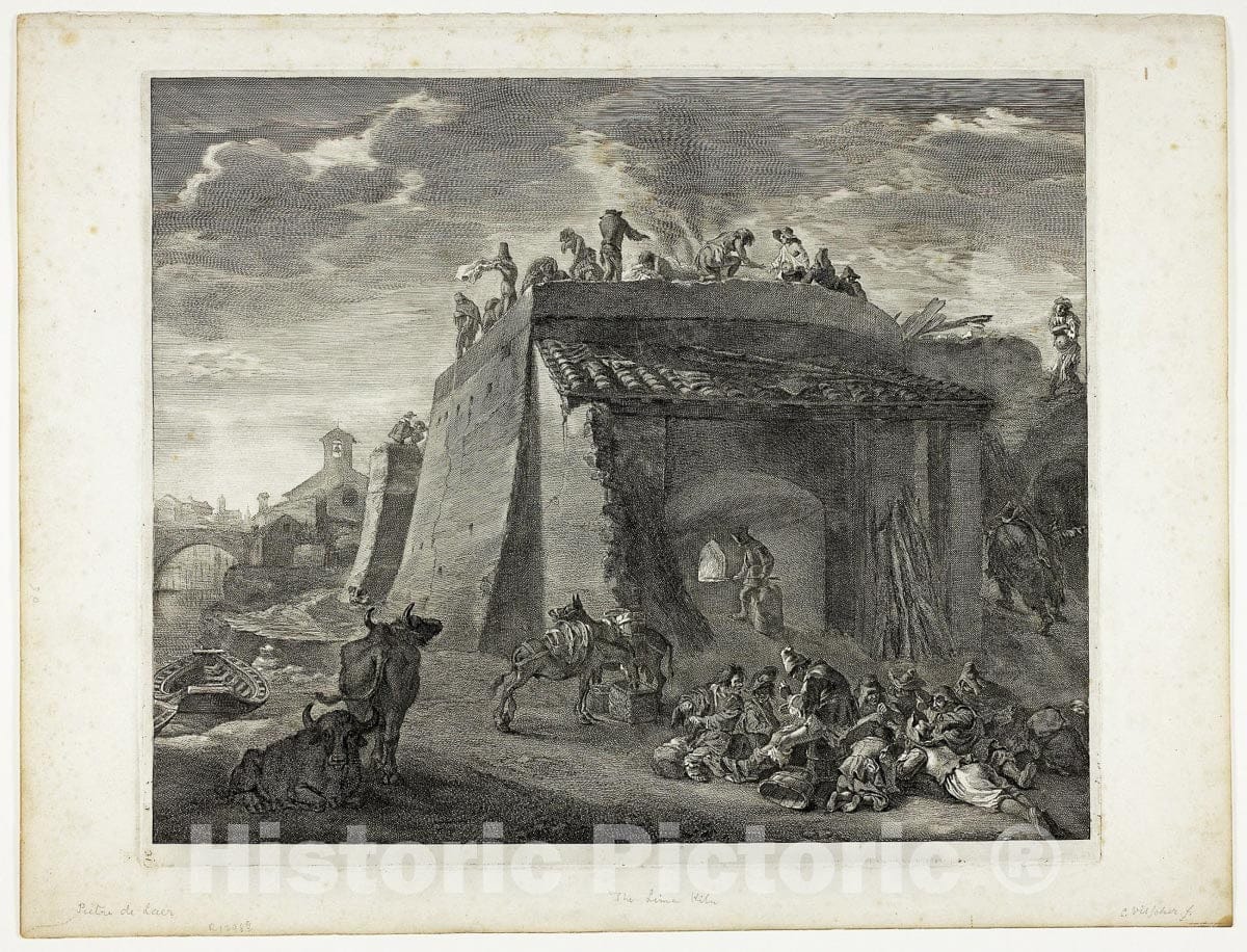 Art Print : Lime-Kiln, from Cabinet Reynst, Cornelis Visscher, c.1657, Vintage Wall Decor :