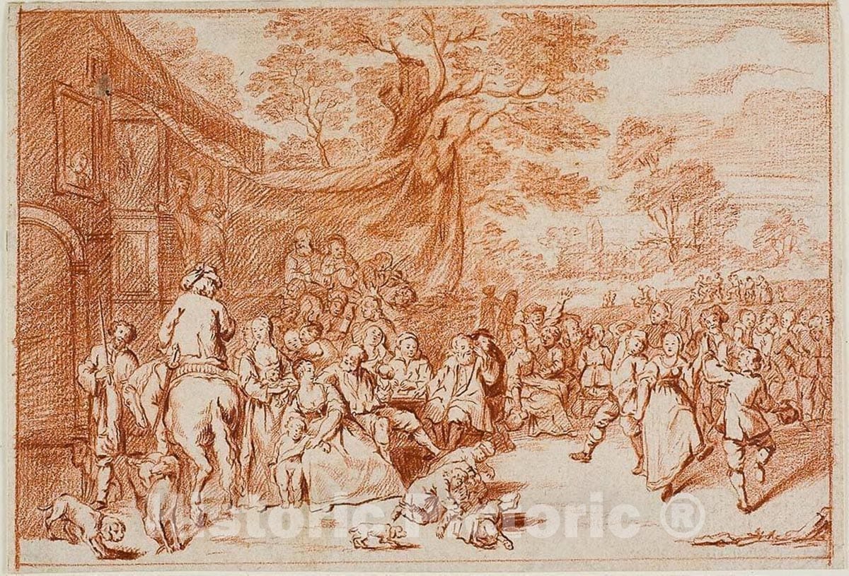 Art Print : Village Festival, Style of David Teniers, the younger, c 1700, Vintage Wall Decor :