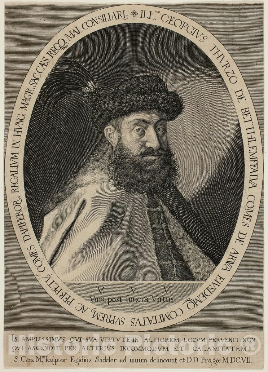 Art Print : Georg III Thurzo of Bethlendorf, Aegidius Sadeler, II, 1607, Vintage Wall Decor :