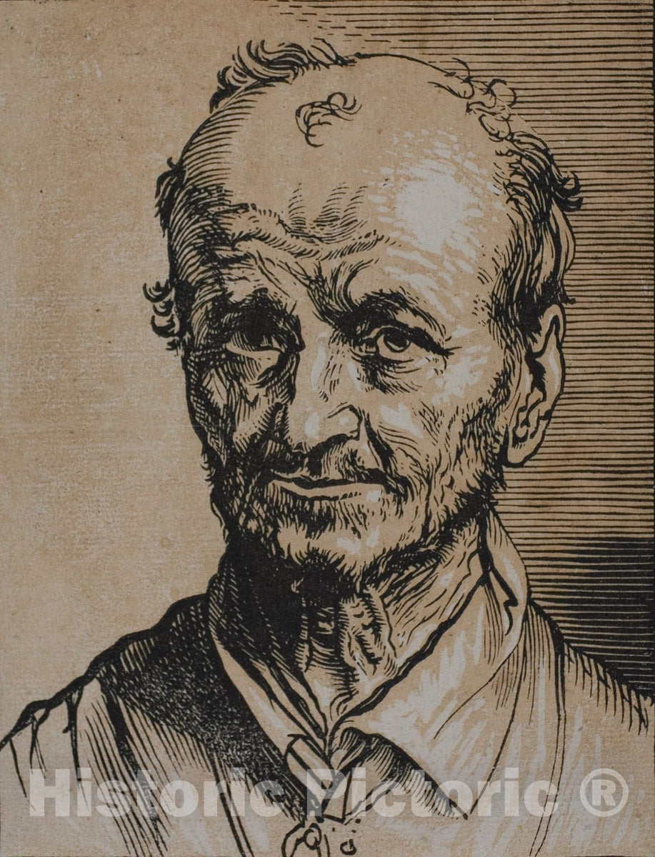 Art Print : Bust of a Man Facing Forward, Jan Lievens, c.1650, Vintage Wall Decor :