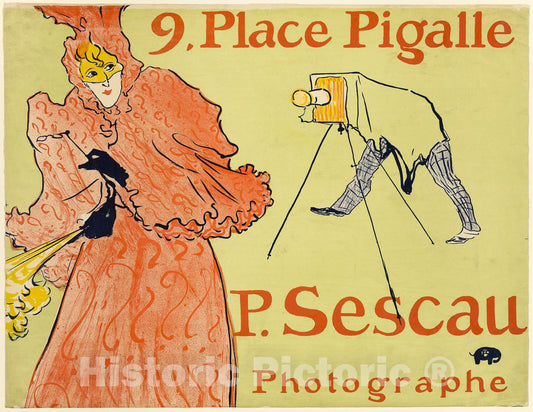 Art Print : The Photographer Sescau, Henri de Toulouse-Lautrec, c 1896, Vintage Wall Decor :