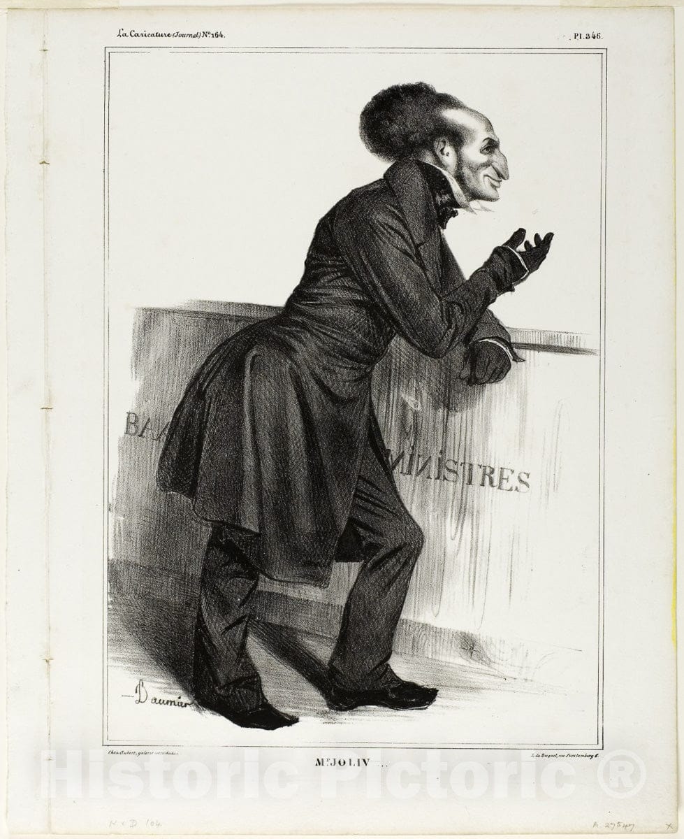Art Print : Mr. Joliv...., plate 346 from Celebrites de la Caricature, Honore Victorin Daumier, 1833, Vintage Wall Decor :