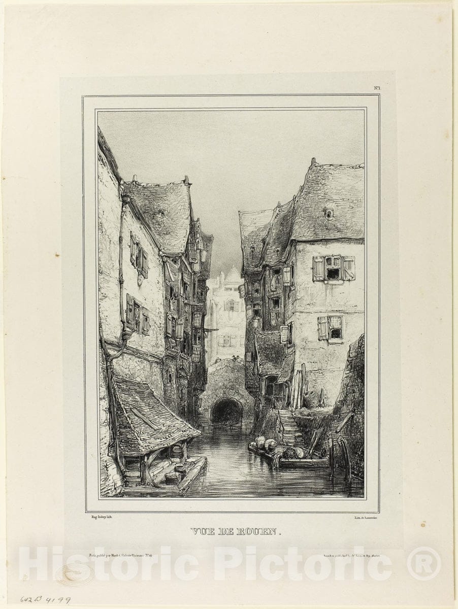Art Print : View of Rouen, EugÃ¨ne Isabey, c 1832, Vintage Wall Decor :