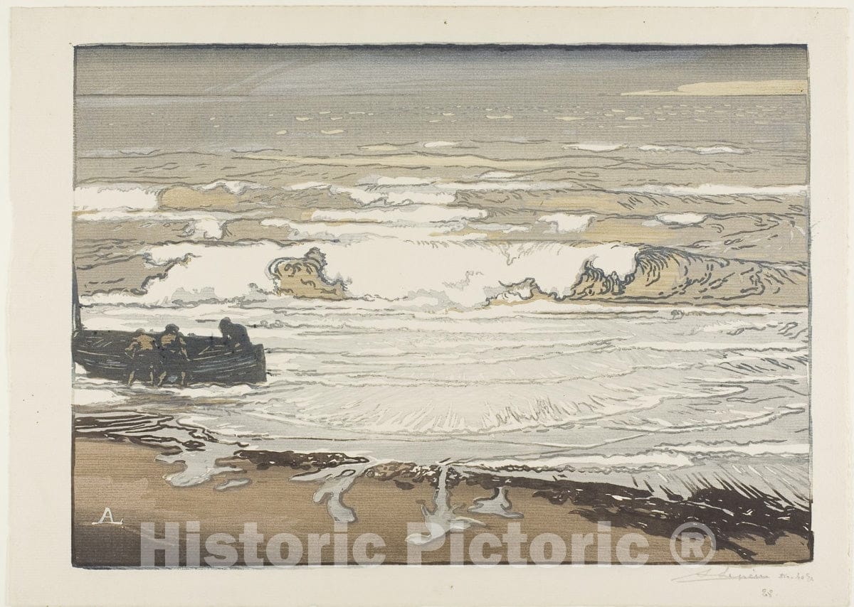 Art Print : Breaking Waves, September Tide, Louis Auguste LepÃ¨re, c 1901, Vintage Wall Decor :