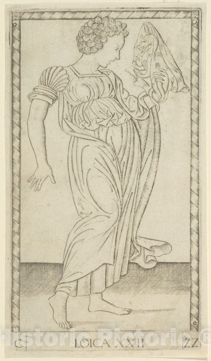 Art Print : Logic, plate twenty-two from Arts and Sciences, Master of the E-Series Tarocchi, c.1465, Vintage Wall Decor :