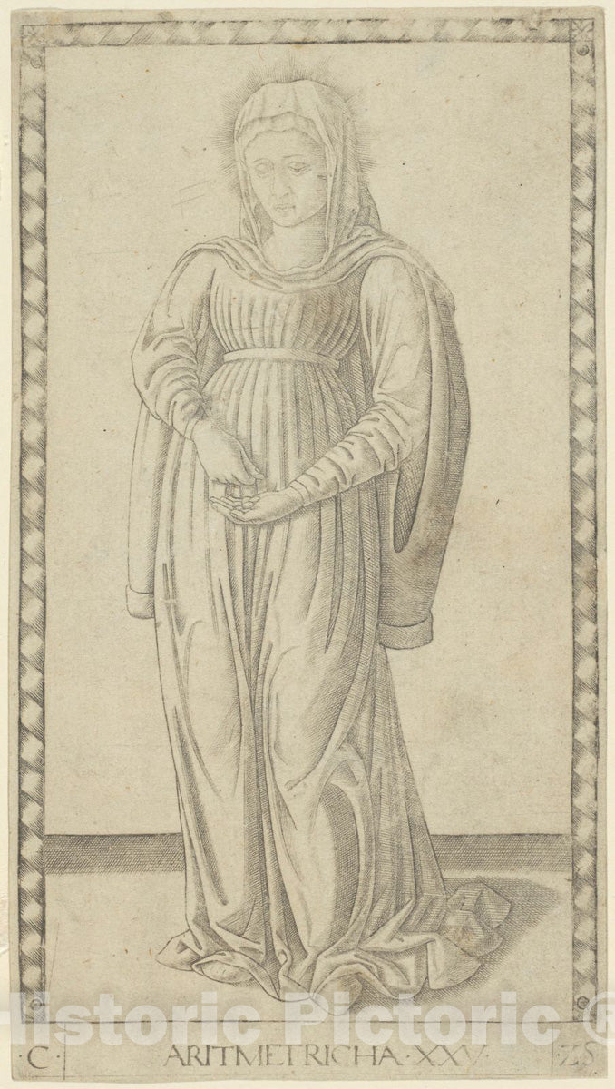 Art Print : Arithmetic, plate twenty-five from Arts and Sciences, Master of the E-Series Tarocchi, c.1465, Vintage Wall Decor :