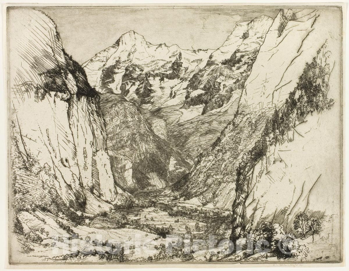 Art Print : The Lauterbrunnen, Donald Shaw MacLaughlan, c 1908, Vintage Wall Decor :