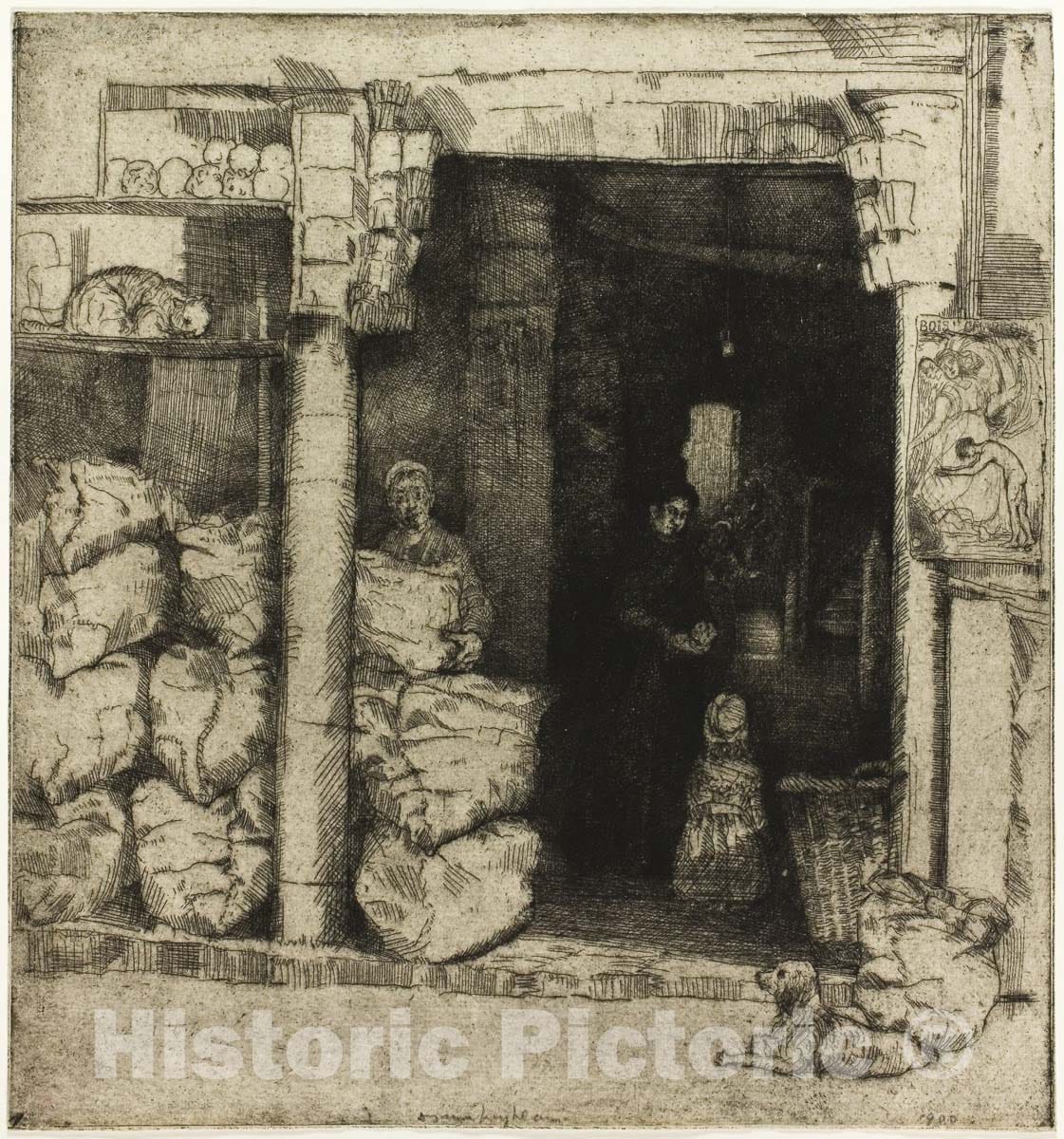 Art Print : Interior of a Coal Shop, Donald Shaw MacLaughlan, 1900, Vintage Wall Decor :