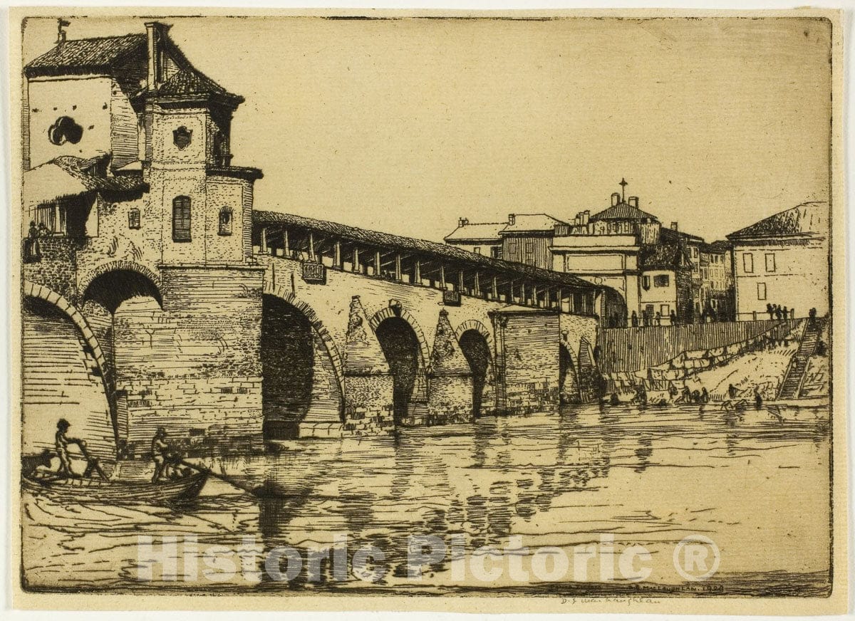 Art Print : Ponte Ticino, Pavia, Donald Shaw MacLaughlan, 1904, Vintage Wall Decor :