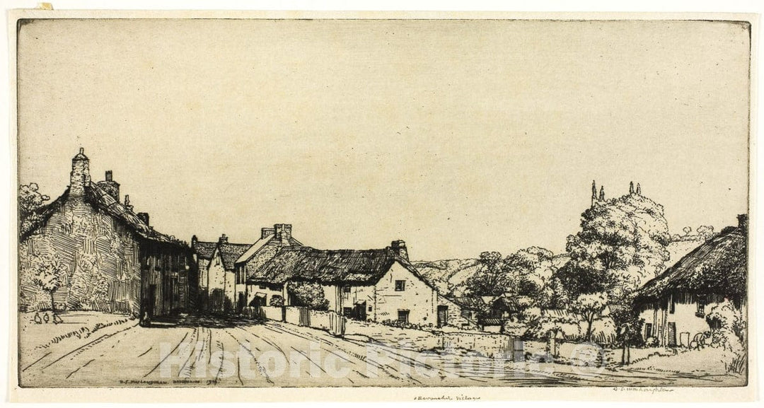 Art Print : Devonshire Village, Donald Shaw MacLaughlan, c 1906, Vintage Wall Decor :