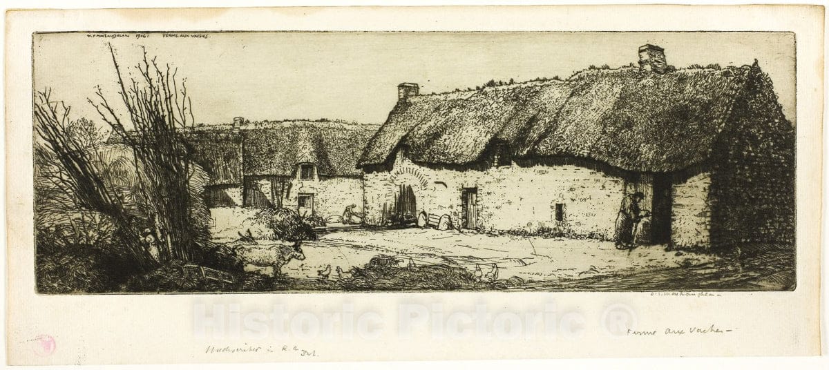Art Print : Ferme Aux Vaches, Donald Shaw MacLaughlan, c 1906, Vintage Wall Decor :