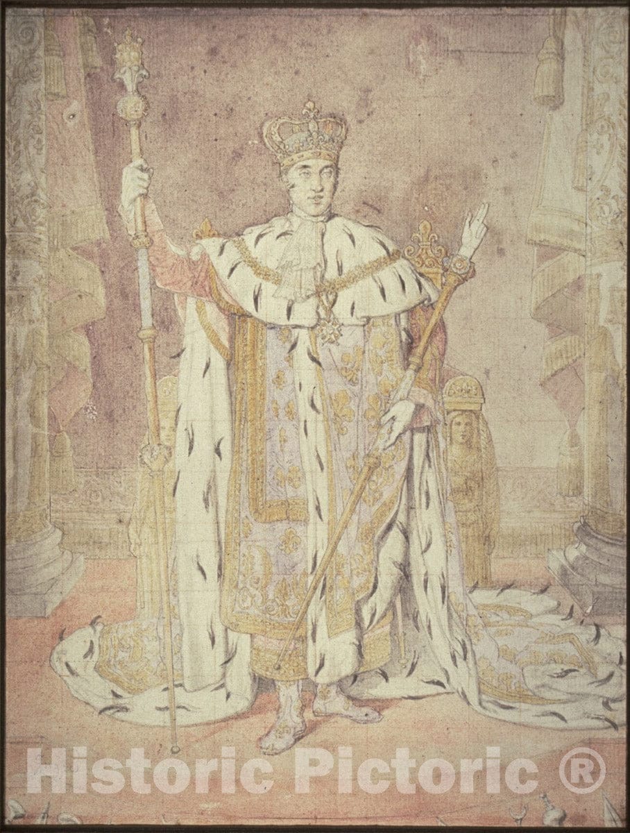 Art Print : Charles X in his Coronation Robes, Jean Auguste Dominique Ingres, c.1848, Vintage Wall Decor :