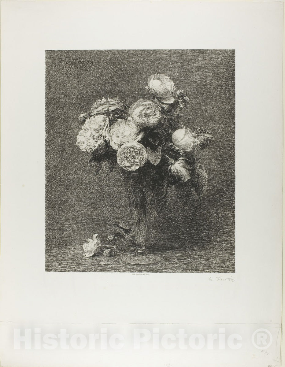 Art Print : Bouquet of Roses, Henri Fantin-Latour, c 1879, Vintage Wall Decor :