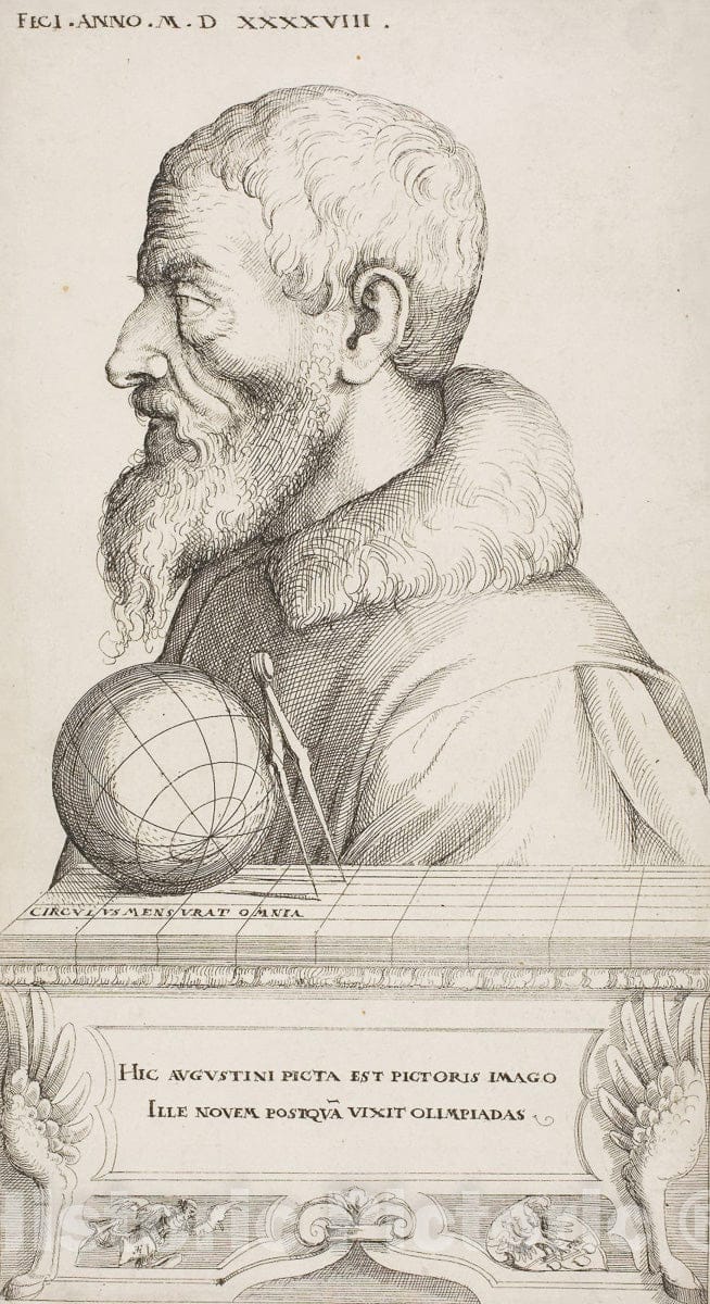 Art Print : Self-Portrait, Augustin Hirschvogel, 1548, Vintage Wall Decor :