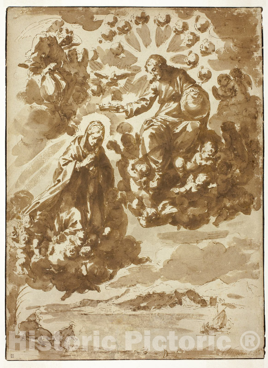 Art Print : The Glorification of Mary, Jan de Bisschop, 1626, Vintage Wall Decor :
