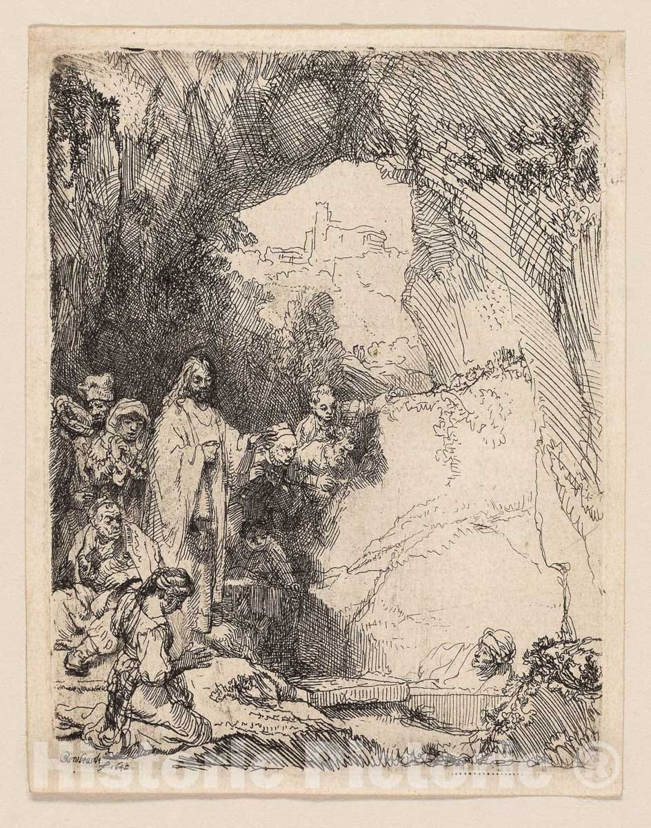 Art Print : The Raising of Lazarus: Small Plate, Rembrandt Harmenszoon Van Rijn, 1642, Vintage Wall Decor :