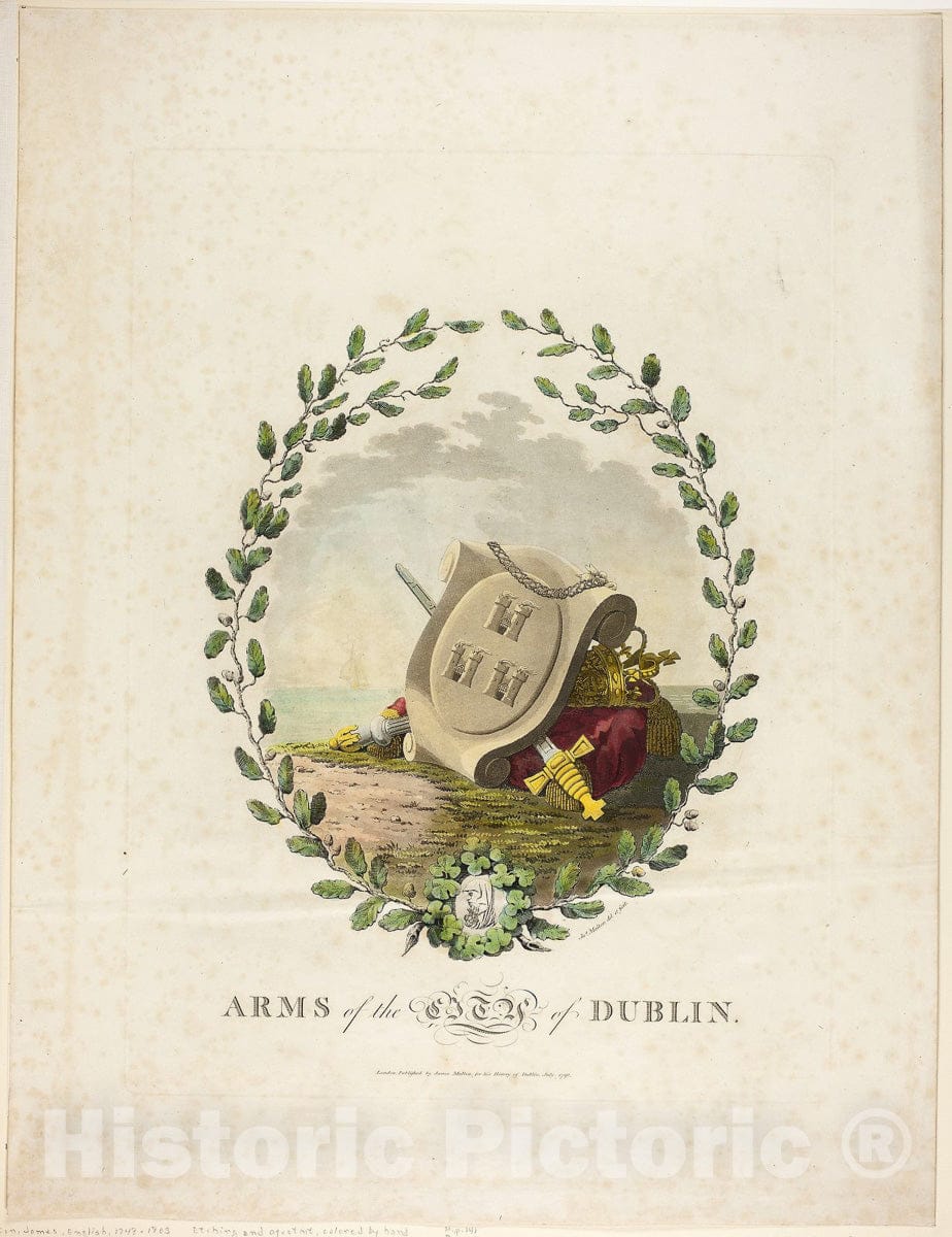 Art Print : Dublin, James Malton, 1792, Vintage Wall Decor :