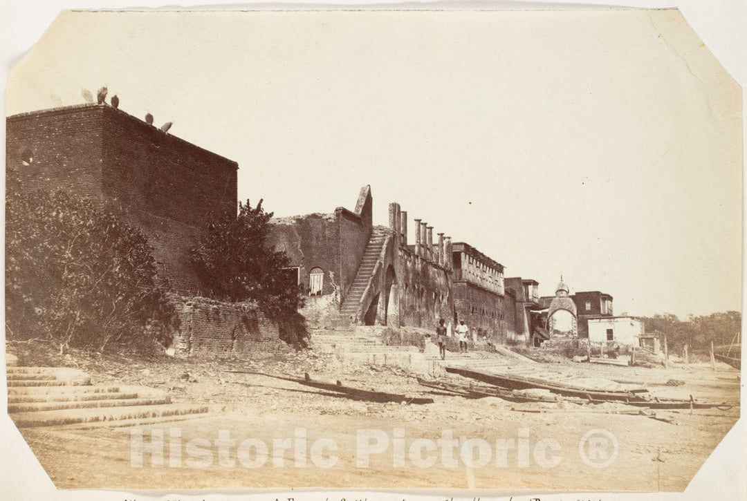 Photo Print : Burning Ghat, Chandanagore-a French Settlement on The Hoogly : Vintage Wall Art
