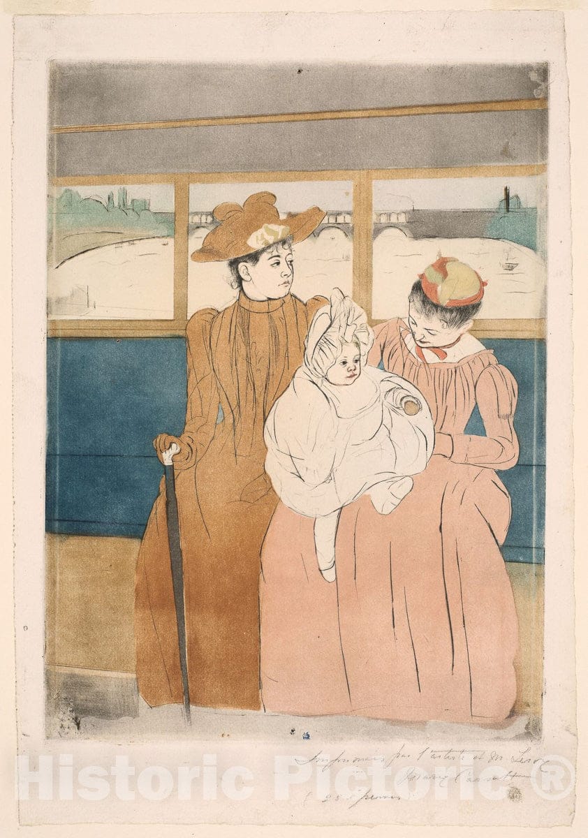 Art Print : In the Omnibus, Mary Cassatt, c 1890, Vintage Wall Decor :