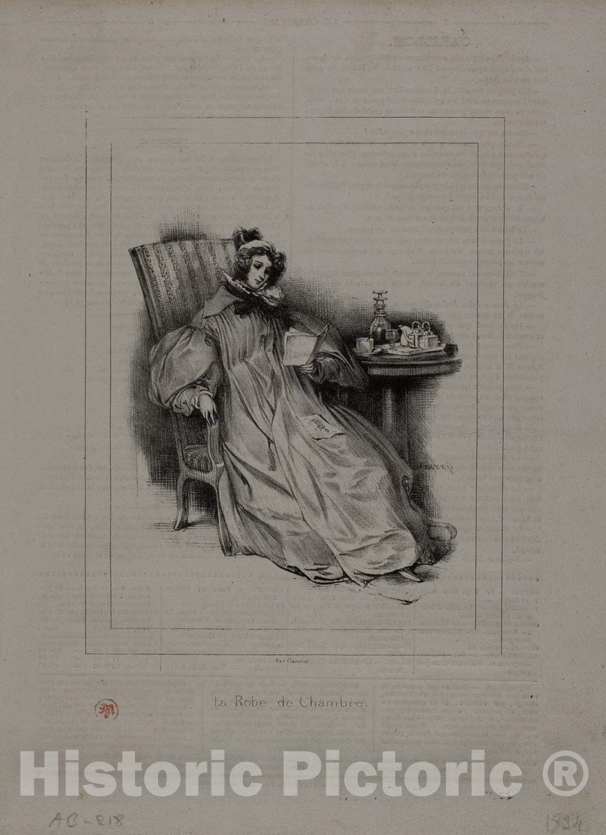 Art Print : The Dressing Gown, Paul Gavarni, c 1834, Vintage Wall Decor :