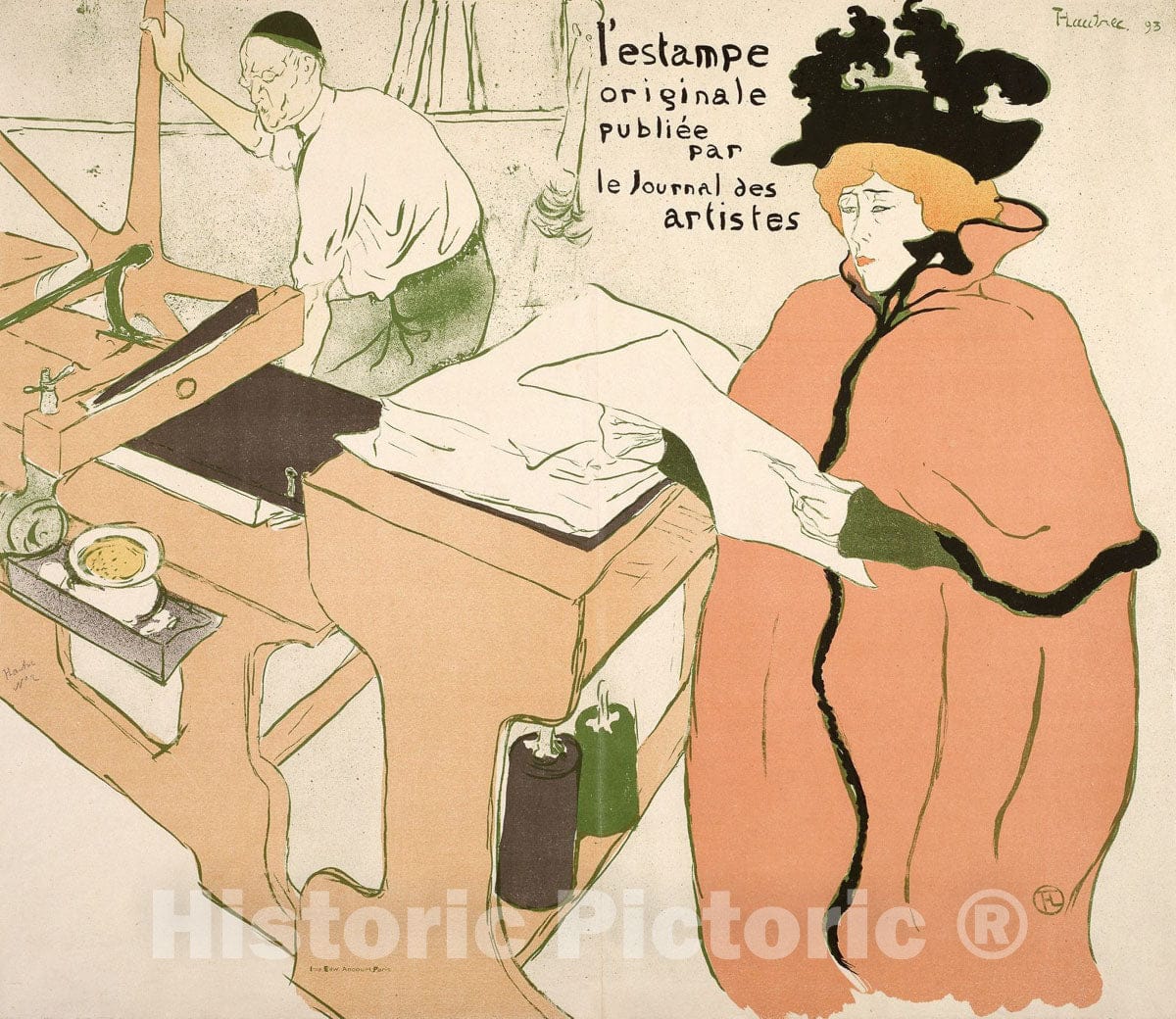 Art Print : Cover for the first album of LEstampe originale, Henri de Toulouse-Lautrec, 1893, Vintage Wall Decor :