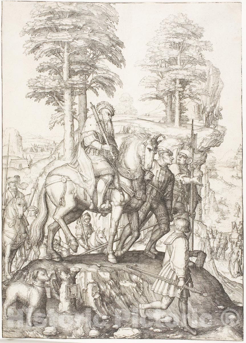 Art Print : Abigail Before David, Lucas Van Leyden, c.1507, Vintage Wall Decor :