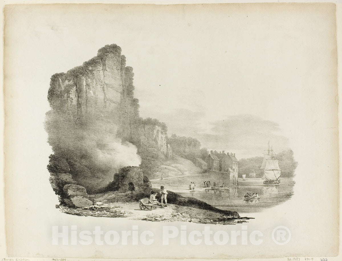 Art Print : S.E. Vincents Rock near Bristol, Charles Joseph Hullmandel, 1821, Vintage Wall Decor :