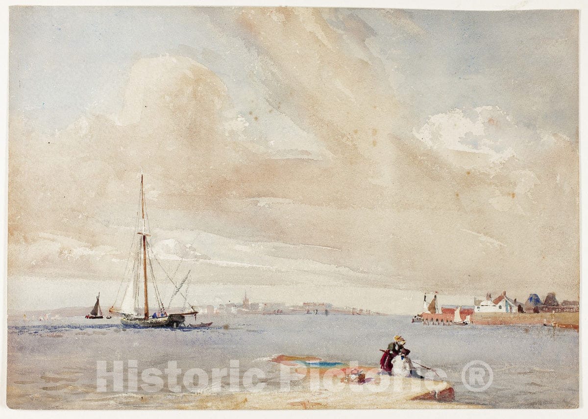 Art Print : Birkenhead from Herculaneum Potteries, Eliot Thomas Yorke, c.1860, Vintage Wall Decor :