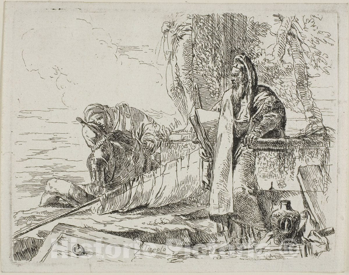 Art Print : Standing Philosopher and Two Other Figures, from Capricci, Giambattista Tiepolo, c 1740, Vintage Wall Decor :