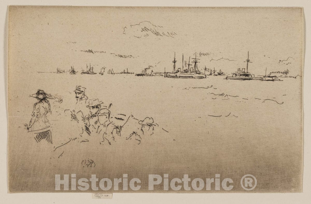 Art Print : The Fleet: Monitors, James McNeill Whistler, 1887, Vintage Wall Decor :