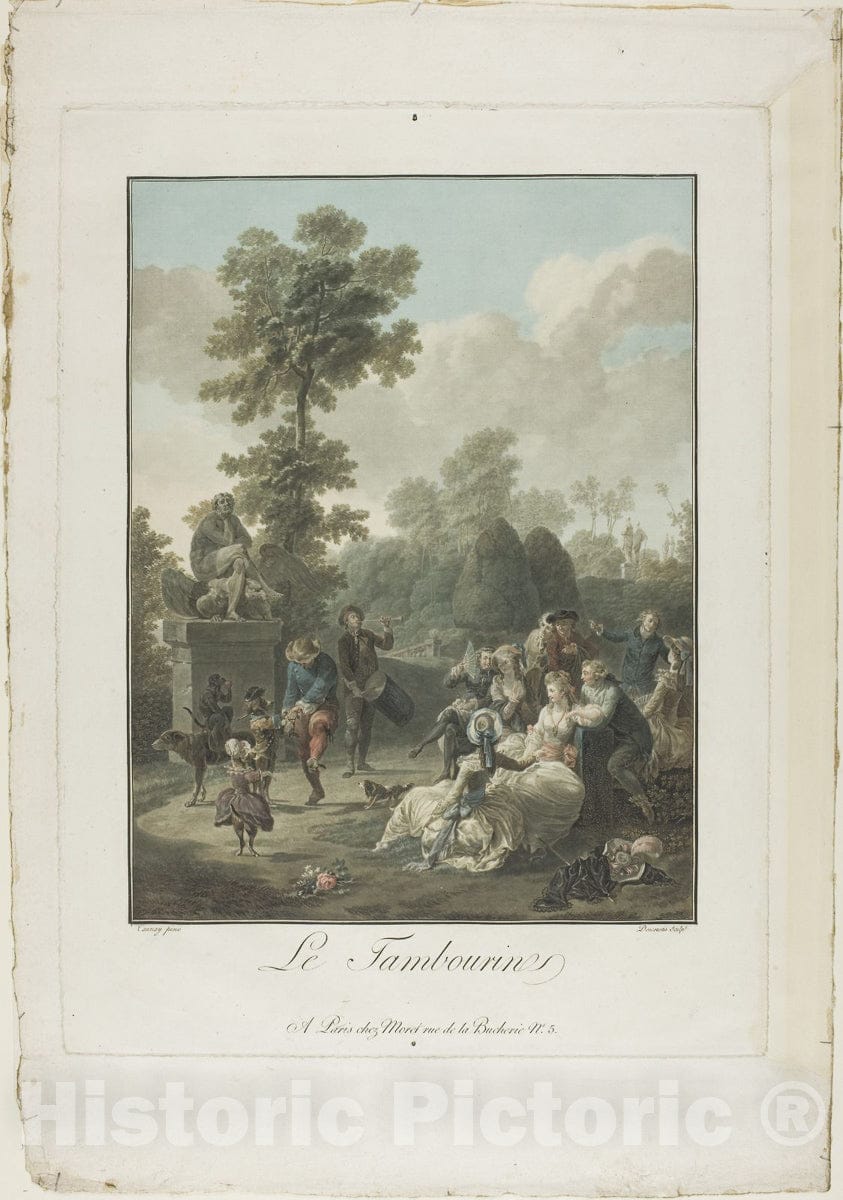 Art Print : Le Tambourin, Charles Melchior Descourtis, c.1791, Vintage Wall Decor :