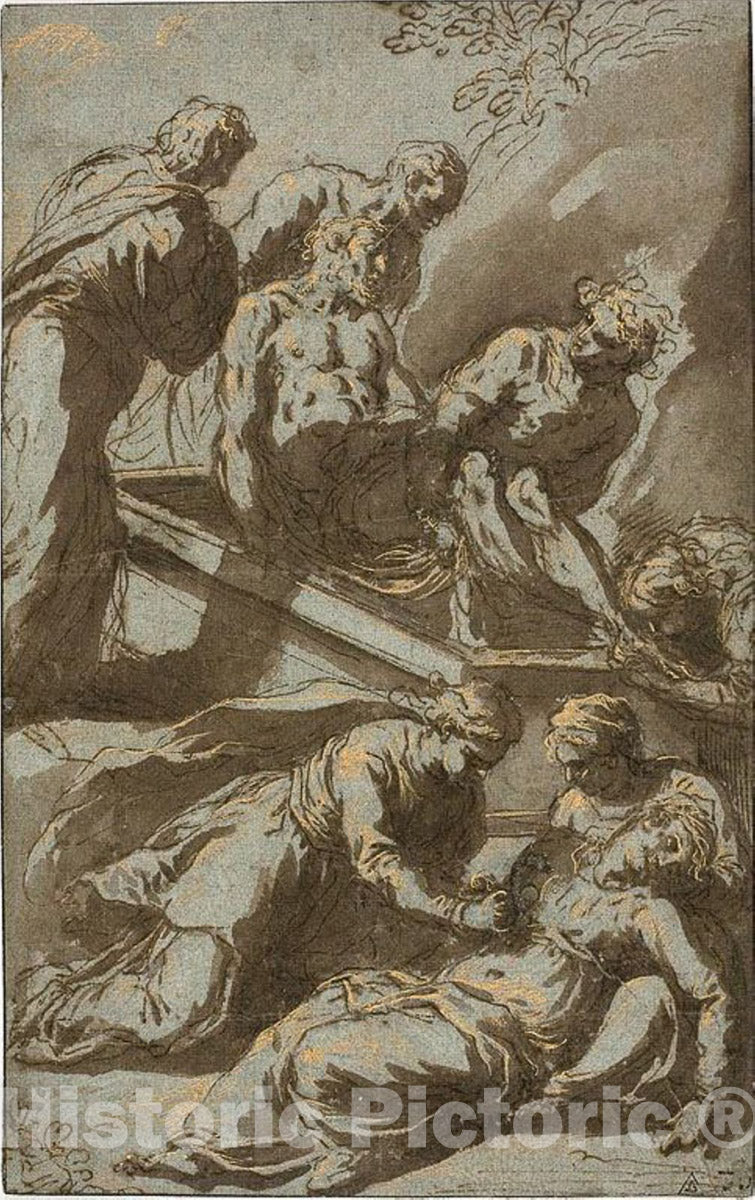 Art Print : The Entombment of Christ, Jacopo Negretti, called Palma il Giovane, c 1593, Vintage Wall Decor :