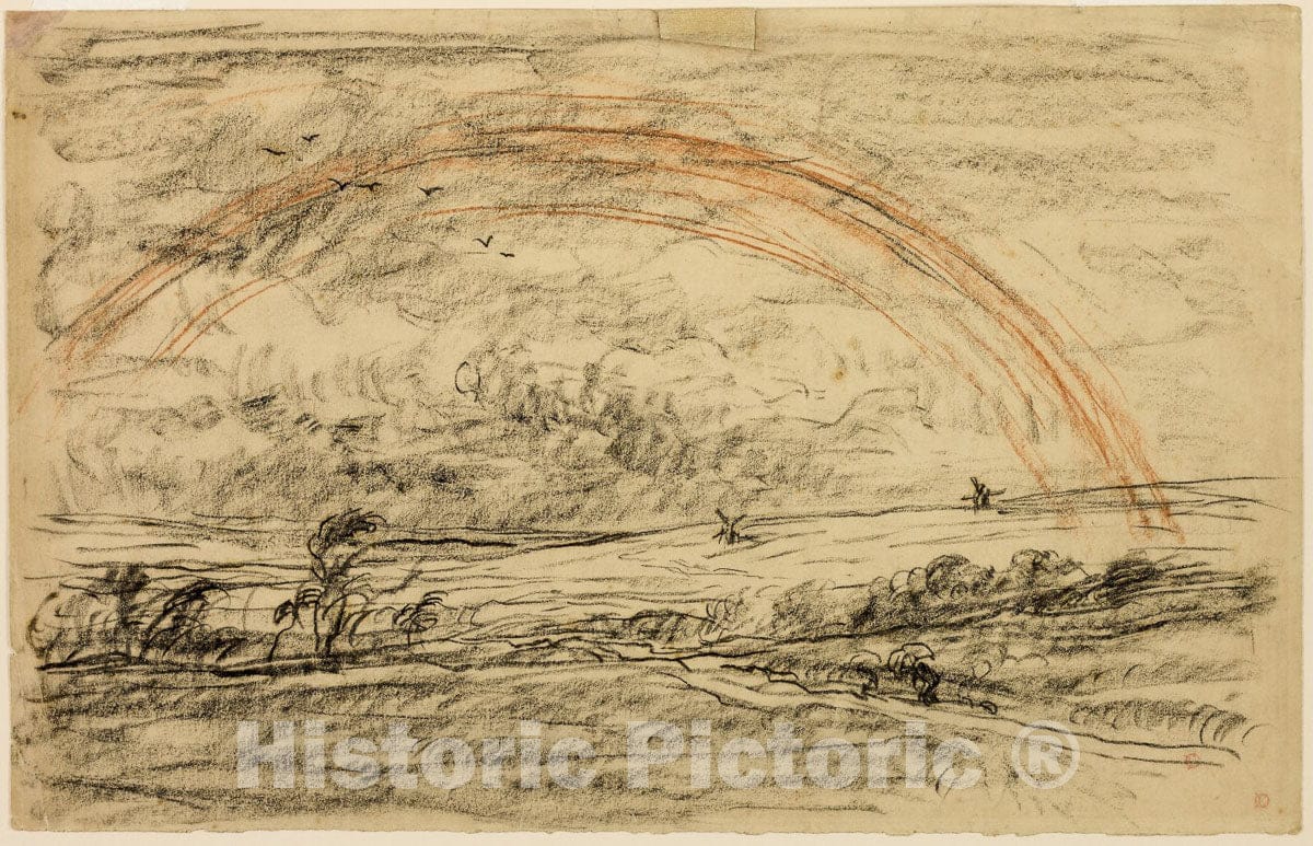 Art Print : Landscape with a Rainbow, Charles FranÃ§ois Daubigny, c 1866, Vintage Wall Decor :