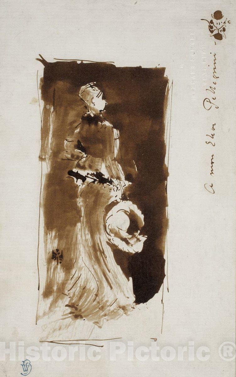 Art Print : Sketch after the Portrait of Rosa Corder, James McNeill Whistler, c 1879, Vintage Wall Decor :