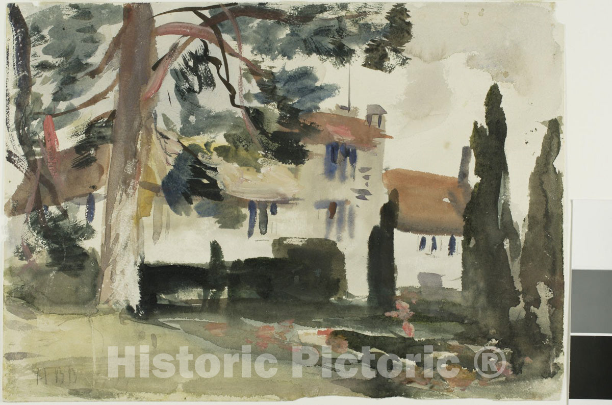 Art Print : Ightham Mote, Kent, Hercules Brabazon Brabazon, c.1864, Vintage Wall Decor :