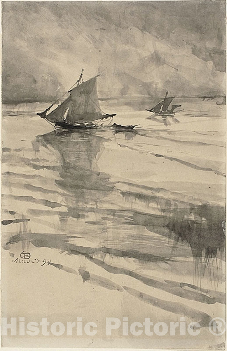 Art Print : Sailboats, Henri de Toulouse-Lautrec, c.1900, Vintage Wall Decor :