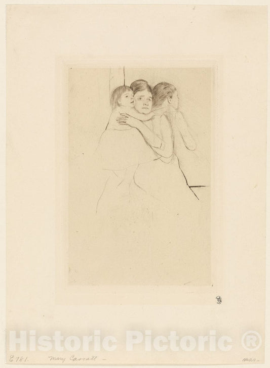 Art Print : Mother Berthe Holding Her Child, Mary Cassatt, c 1889, Vintage Wall Decor :