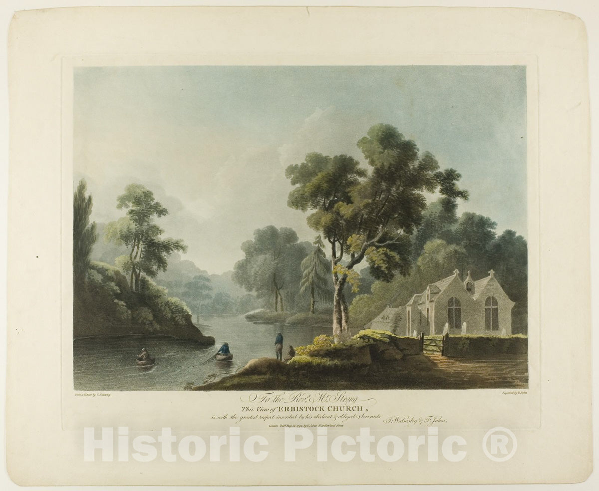 Art Print : View of Erbistock Church, Francis Jukes, c 1794, Vintage Wall Decor :