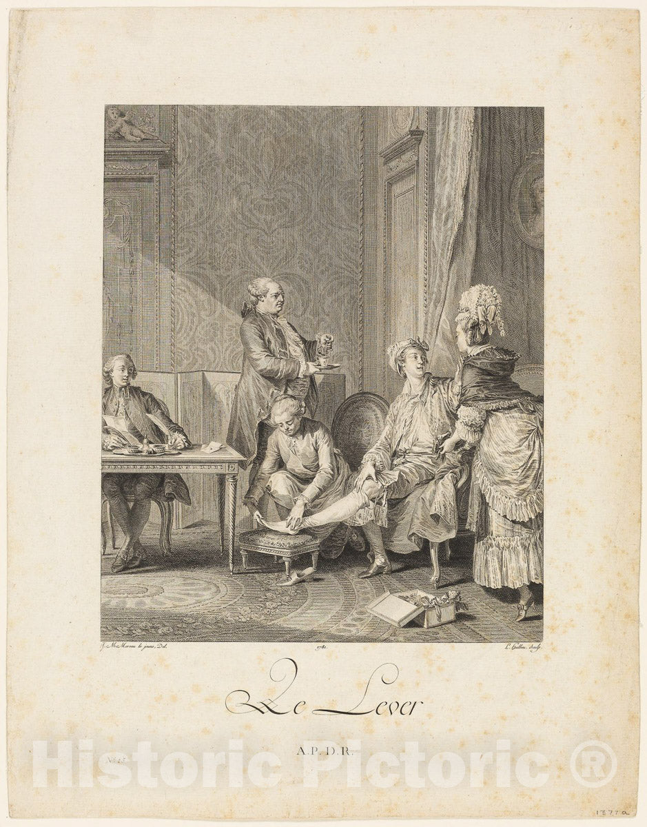 Art Print : Rising, Louis Michel Halbou, c.1781, Vintage Wall Decor :